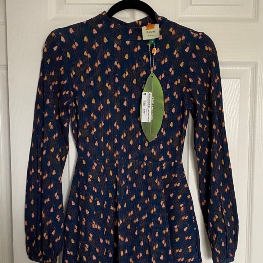 FARM Rio Jungle Cashew Ribbed Mini Dress Small - Picture 3 of 4